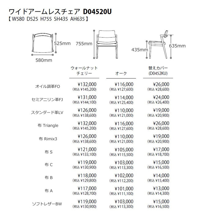 冨士ファニチア　コティ　ダイニングチェア　サイズ・プライス4