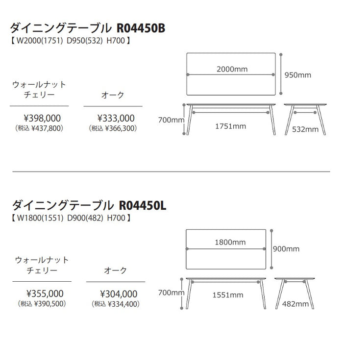冨士ファニチア　ナギ　ダイニングテーブル　サイズ・プライス1