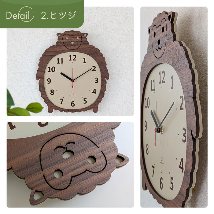 掛け時計 [ クロックズー ]  木製 ウォールクロック ゴリラ ヒツジ クマ ウォールナット ヤマト工芸 Clock Zoo 日本製 ya04