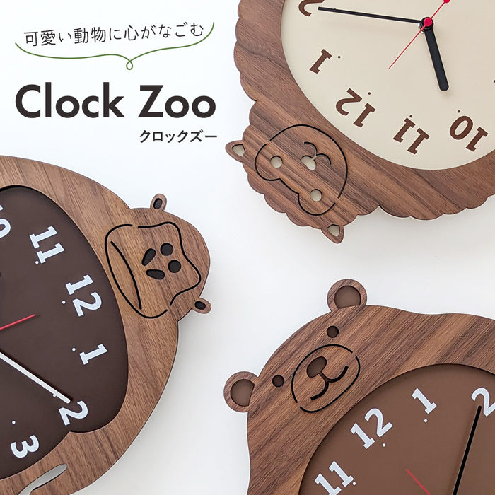 掛け時計 [ クロックズー ]  木製 ウォールクロック ゴリラ ヒツジ クマ ウォールナット ヤマト工芸 Clock Zoo 日本製 ya04
